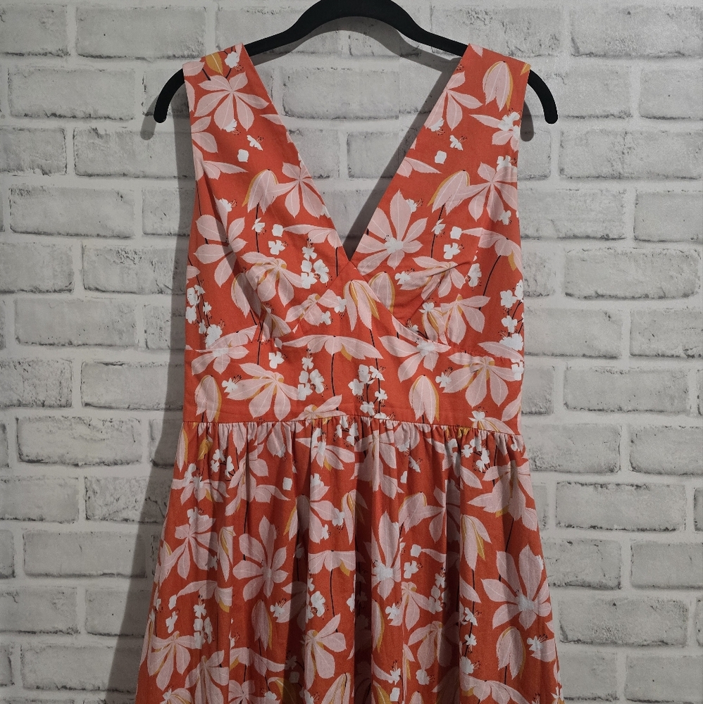 EUC Sachin & Babi X Dillards Dany Floral Tiered Midi Dress Orange Floral Size 6 - Picture 4 of 8